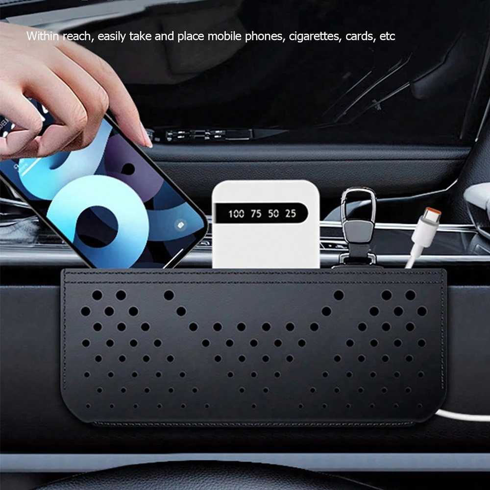 Car Storage Bag Put Cell Phone Bag Stick-on Multifunctional Mesh Pocket Storage Hanging Box Accessories
