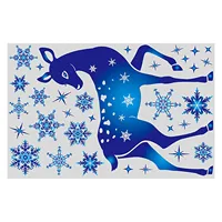 Christmas Window Clings Ornament Snowflake Sticker Glass Window Decoration Sticker Christmas Blue Snowflake Elk Wall Sticker 6