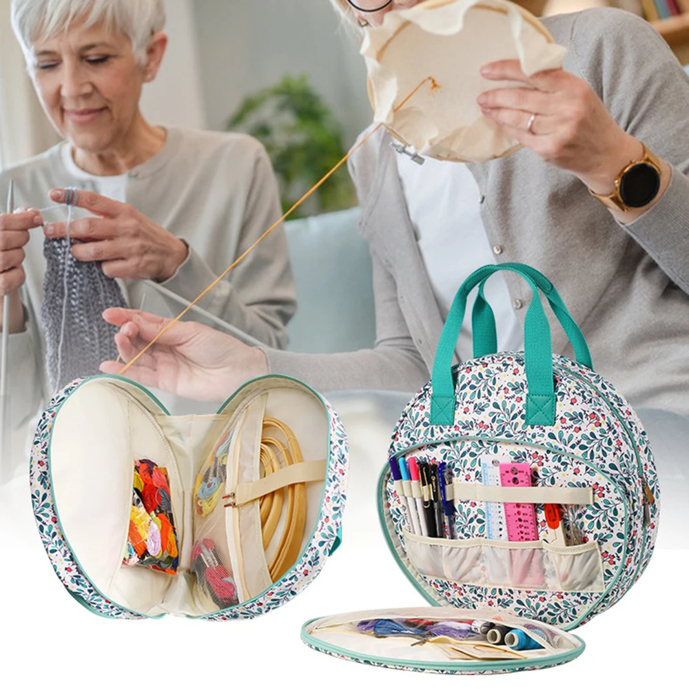 Embroidery Kit Organizer Bag Multi-Layer Oxford Craft Storage Cross Stitch Threads Sewing Supplies Needlework Tools