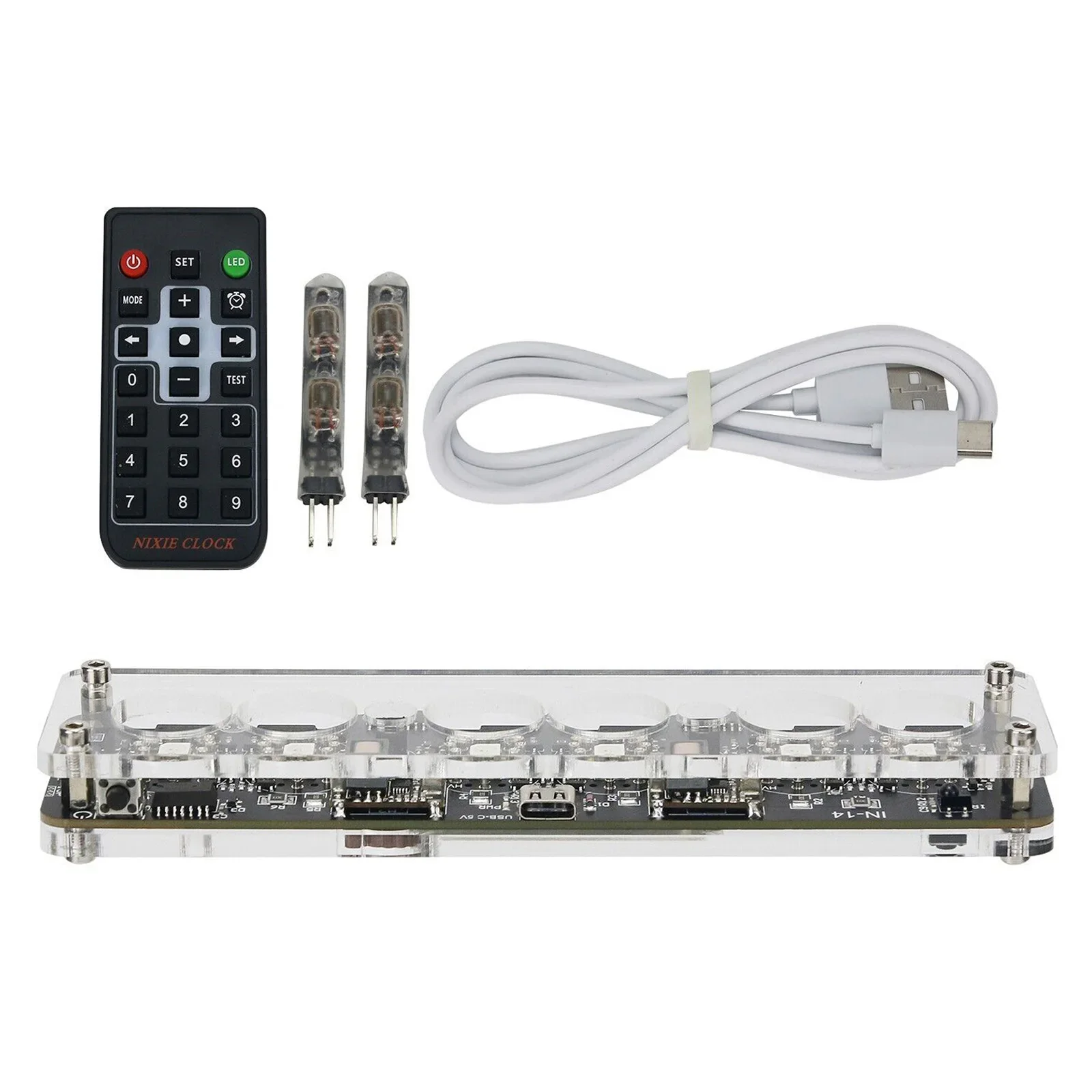 6-bit IN-14 Glow Tube Clock DIY Module Nixie Clock Audio Accessories USB 5V with Backlight Digital Plus 2 Small Lamp Tubes digital clock digital desk clock digital table clock nixie tube clock