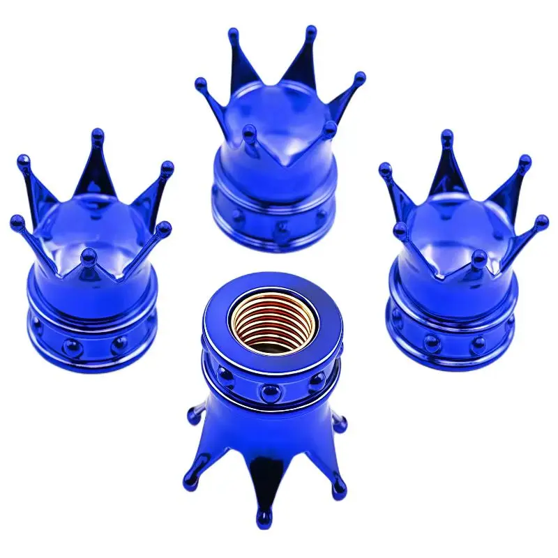 Valve Covers 4 PCS Universal Crown Wheel Air Dustproof Waterproof Car Motorcycle Tyre Rim Decoration