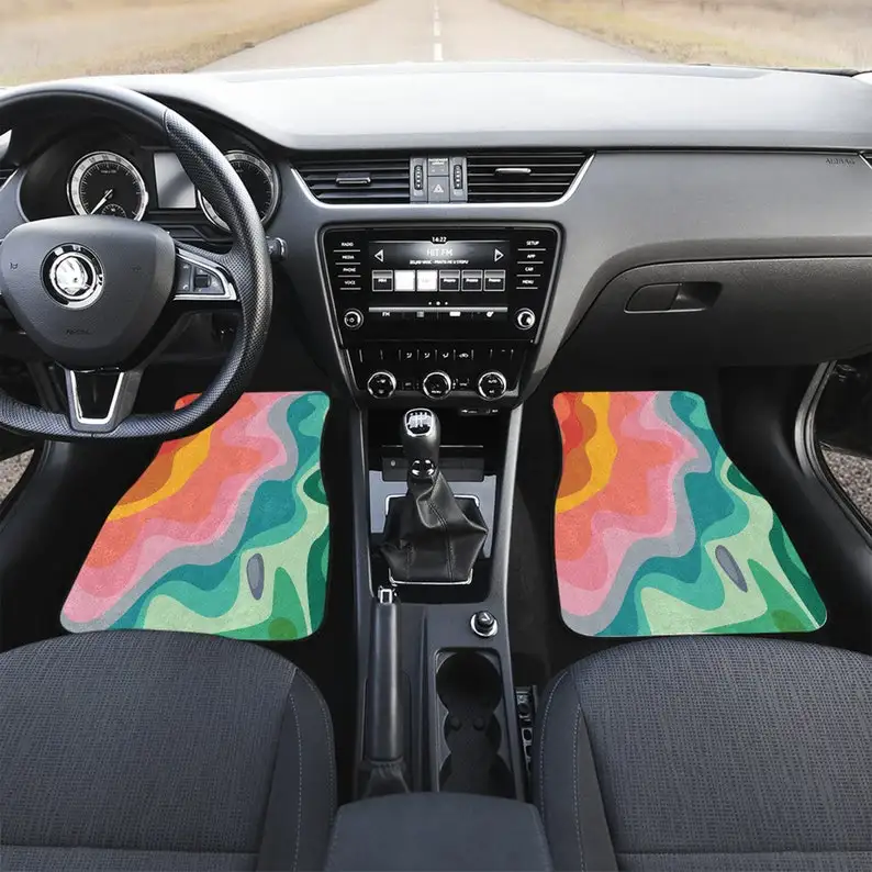 

Retro Wave Car Floor Mats, Hippie Car Mat, Car Accessories Gift,Stoner Gift, Retro Car Accessories, Interior Car Decor, Vintage