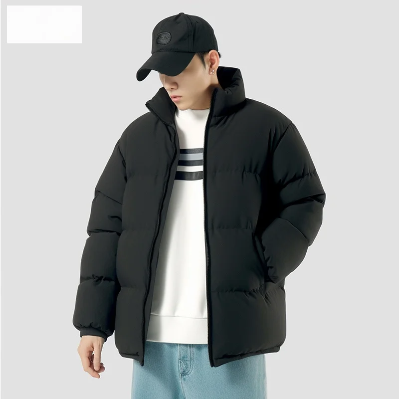 2023 겨울 새로운 트렌디 한 느슨한 간단한 스탠드 칼라 두꺼운 따뜻한 겨울 옷 겉옷 남성용 캐주얼 카디건면 패딩 재킷