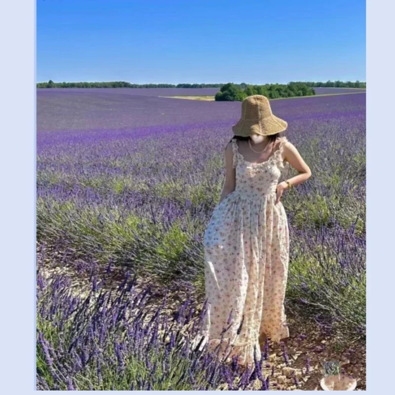 

Длинное платье-слинг, фрагментированный цветок, маленький французский рами, 24-летняя весенне-летняя Новинка