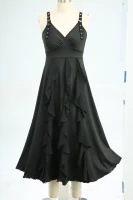Women Summer Casual Dress Black Ruffles Surplice Straps Buckle Grommet A Line Party Dress Vestidos Costume - Image 6