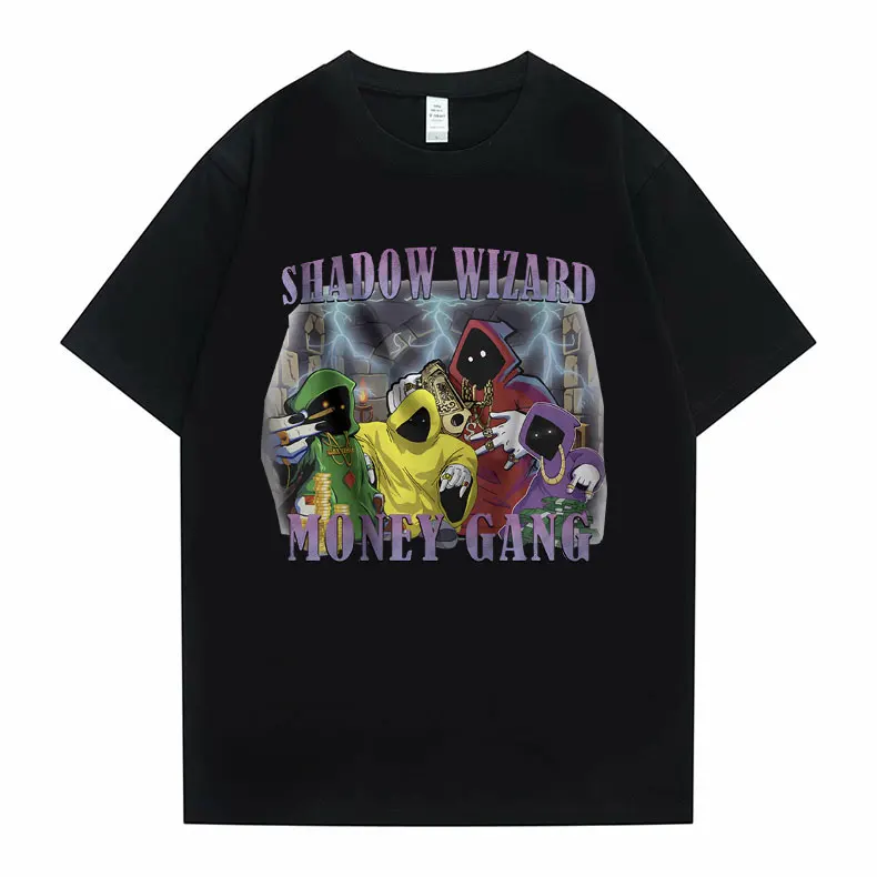 Schatten Zauberer Geld Gang Lustige Meme Drucken T-shirt Männer Casual 100% Baumwolle Übergroßen T Shirts männer Vintage T-shirt Kurzarm