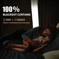 100% Blackout Curtains for Bedroom, Black Out Curtains 96 Inch Long, Clip Rings Linen Blackout Drapes, Thermal Insulated Room 2