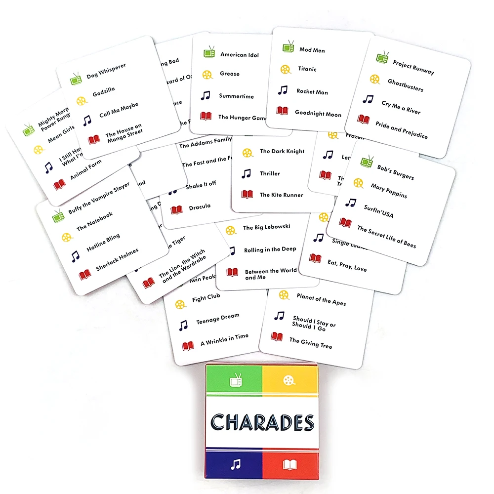 Mini 50 Cards Charades Game Portable Camping and Holiday Games For Adults and Family After Dinner Amusements Board Game