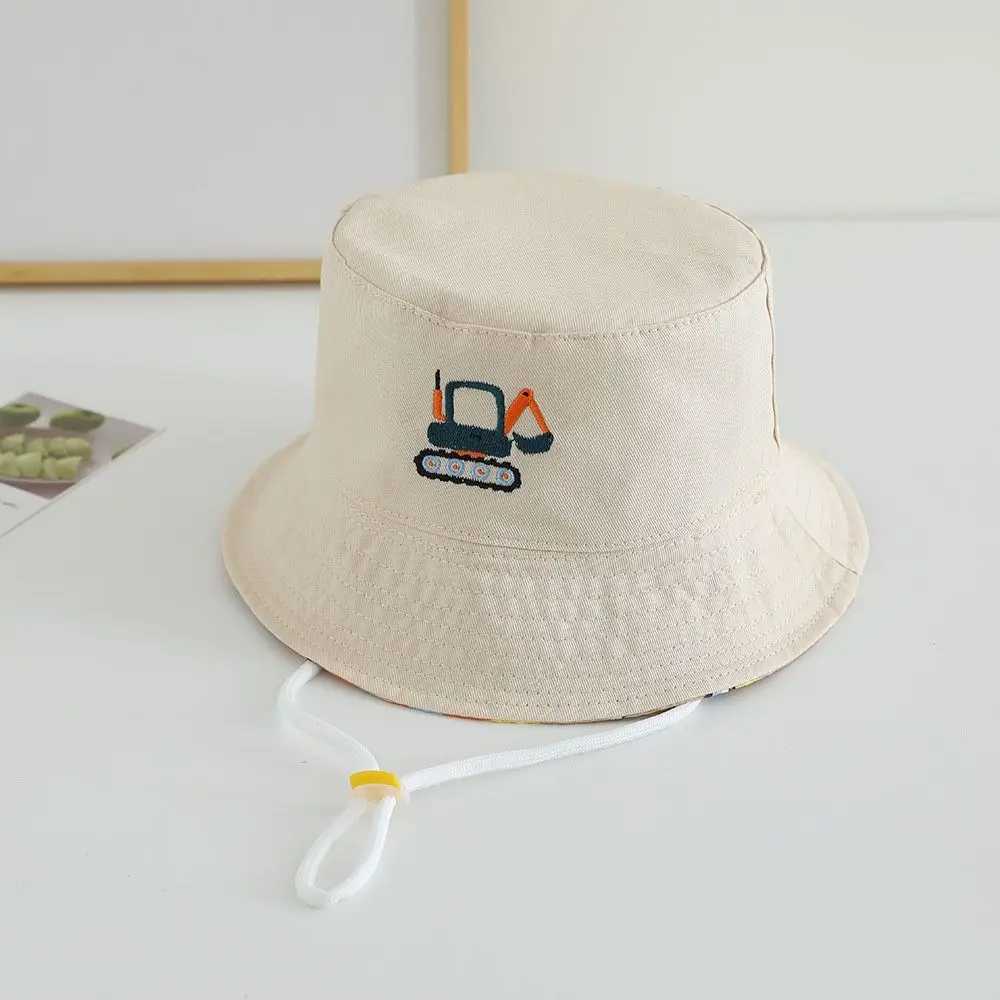 Cartoon Dinosaur Children Fisherman Hat Embroidery Sunscreen Bucket Hat Windproof Wide Brim Baby Capybara Sun Cap Toddler