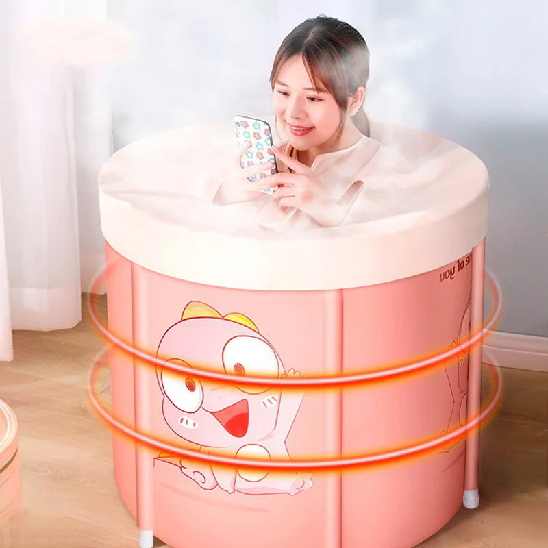 

Adult Folding Bathtub Portable Bath Barrel Kids Swimming Plastic Bucket Bathtub Lid Cover Ofuro Inflavel Household Bathtub