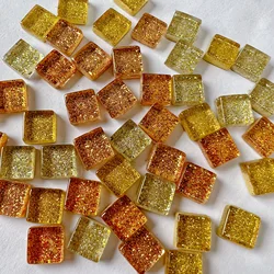 Handmade DIY Colored Crystal Ceramic Mosaic Tiles - 50 Piece Set for Decorative Wall Art and Crafts (Dazzling gold)