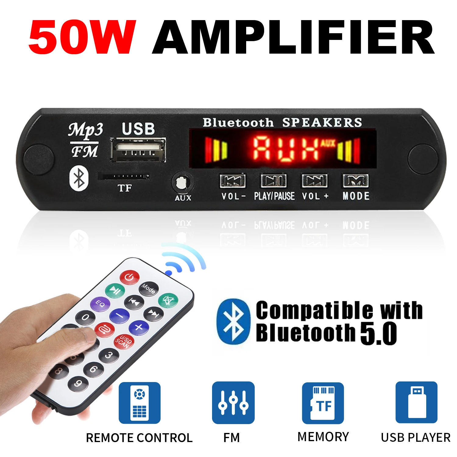 Compact Bluetooth MP3 Decoder with FM Radio and USB/TF Support
