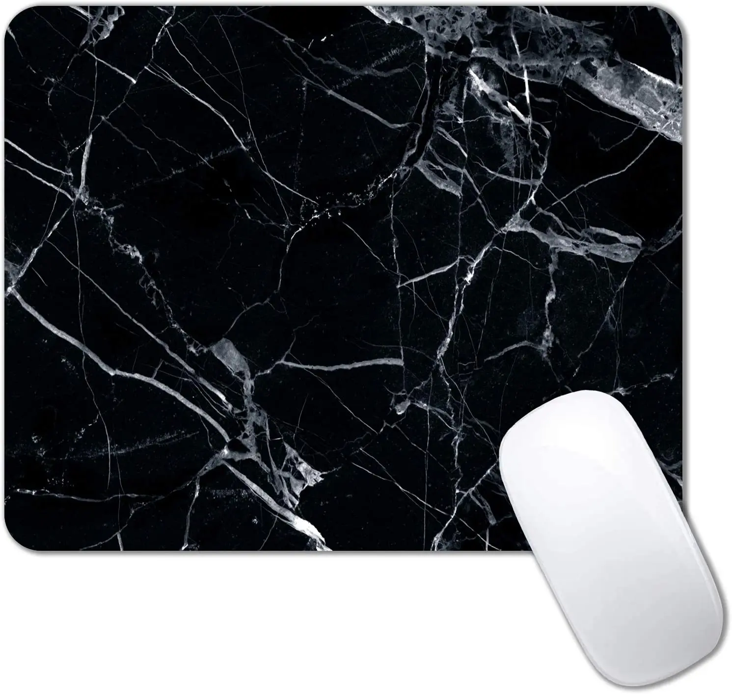 Rectangle Mouse Pad Black Marbling Mouse Pads for Office Laptop Gaming Computer Custom Designs Waterproof Non-Slip Rubber Base