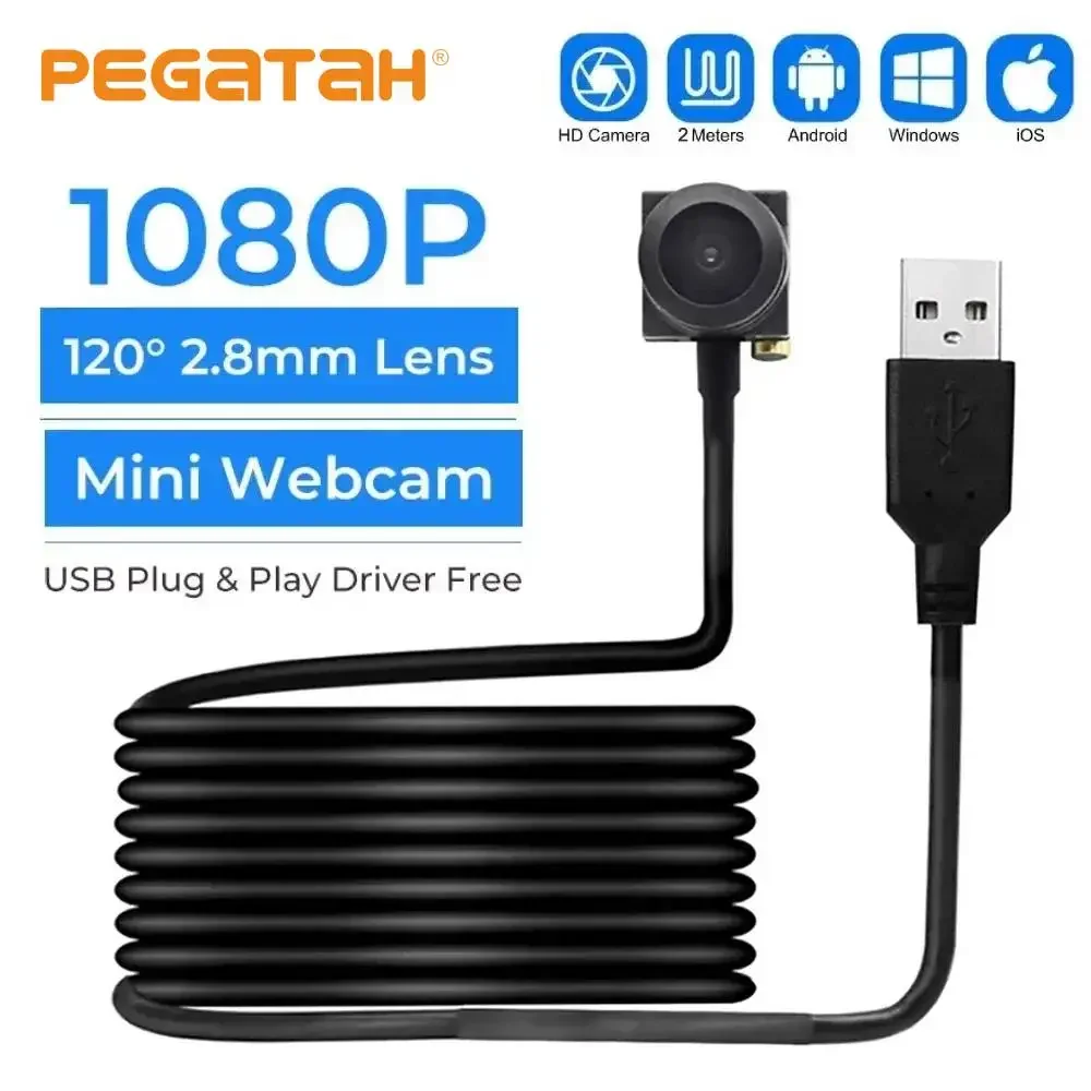 2MP Webcam Mini USB Camera with 2.8/3.7mm Lens Full HD 1080P Webcam for PC Mini Camera CCTV Outdoor Camcorder Security Video Cam