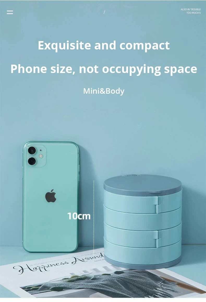 Description Picture 5 of item1pc Blue/Pink Jewelry Stand Holder Display Tray Jewelry Storage Box Multilayer Rotating Plastic Stand Earring Ring Box Cosmetics