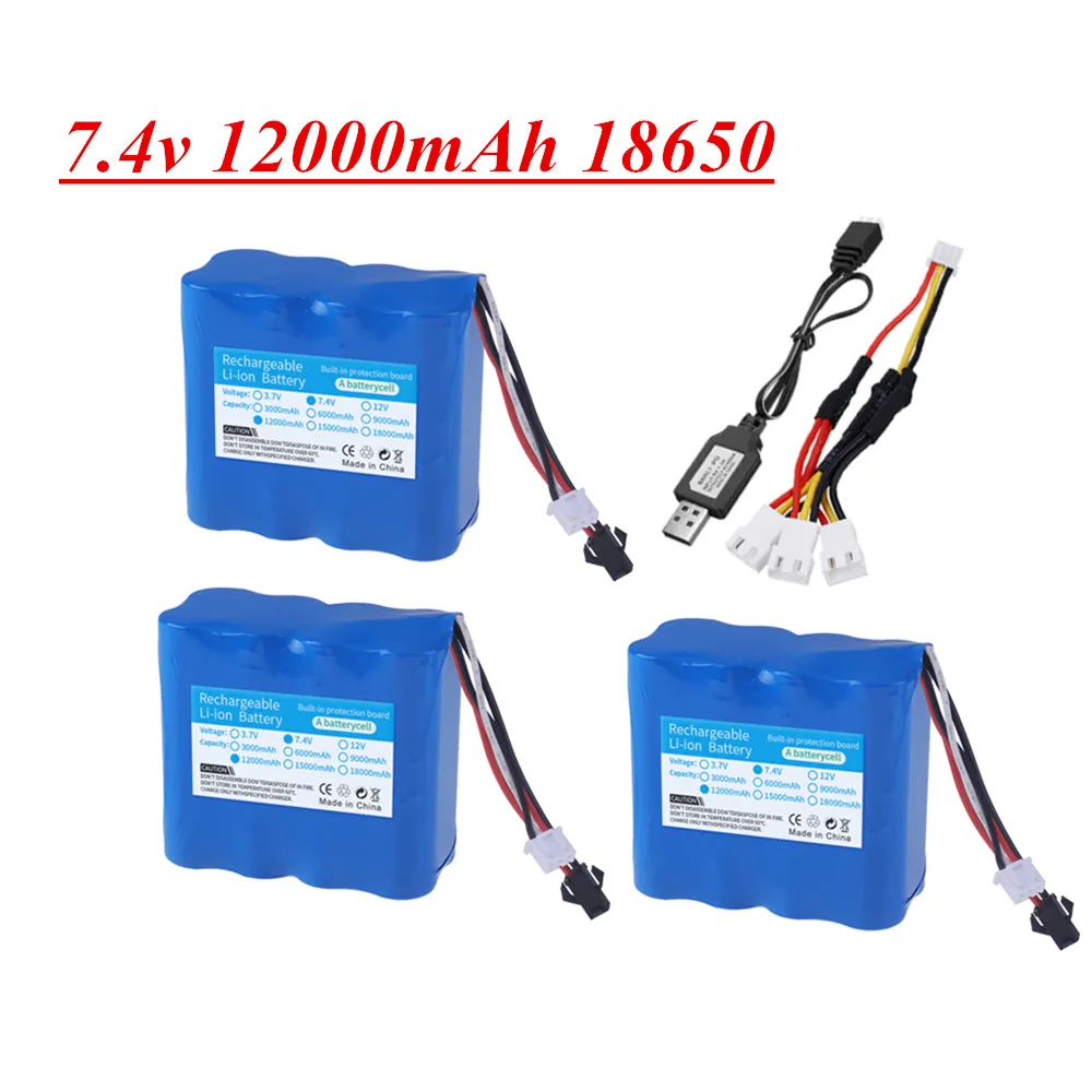 

Батарея SM Plug 7,4 В 18650 12000 мАч и USB для MN99S D90 U12A S033g Q1 H101 H103 радиоуправляемые лодки автомобили танки запчасти 2s 7,4 В литий-полимерный аккумулятор