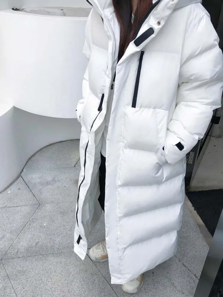 

Женский Длинный Зимний пуховик с подкладкой, женский пуховик с капюшоном, плотное пальто, женская повседневная куртка с хлопковой подкладкой