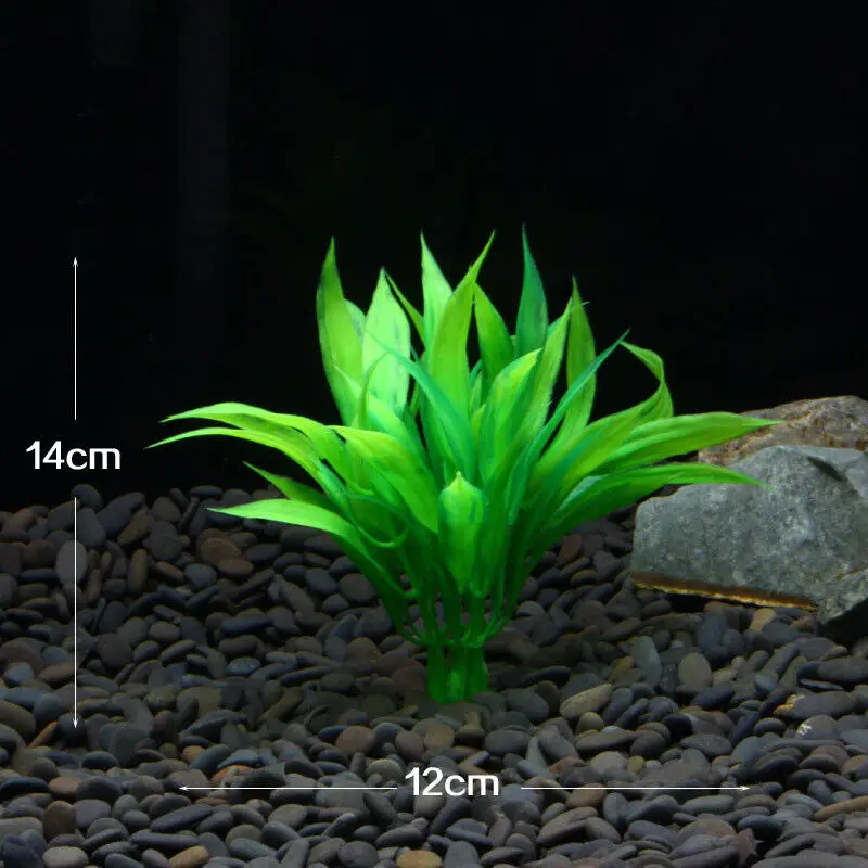 Vibrant Underwater Landscape Decoration - Green & Purple Aquatic Plants and Flowers