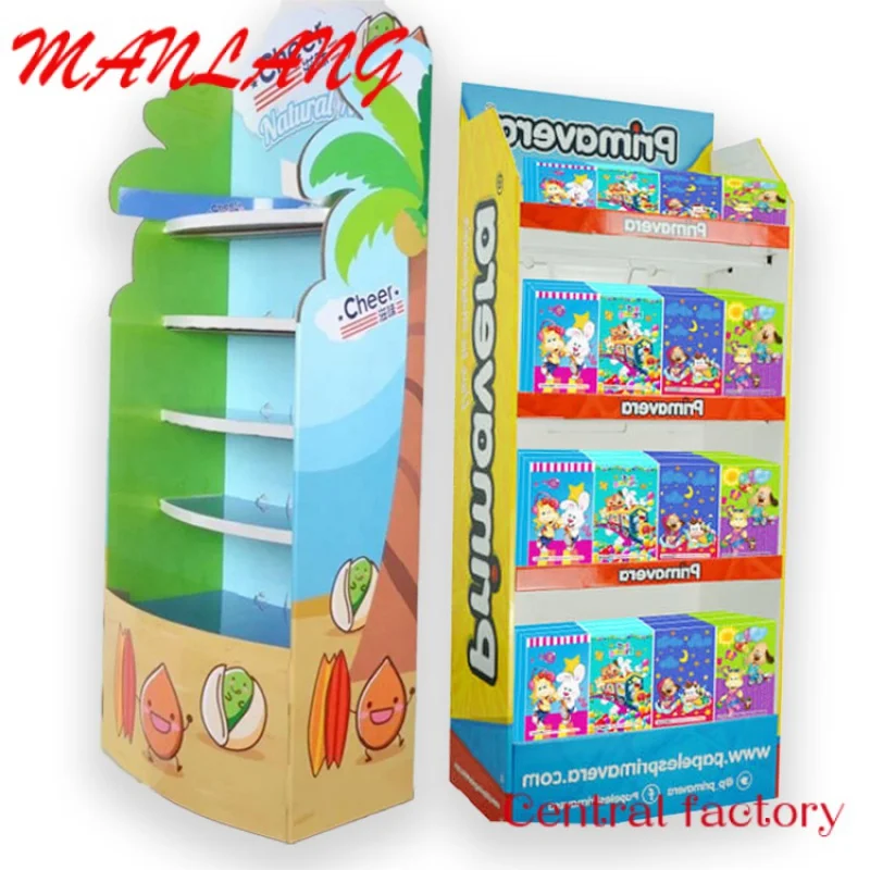 

CustomRetail promotion Toy Corrugated paper color print snack pet socks Store floor paper display Paper shelves