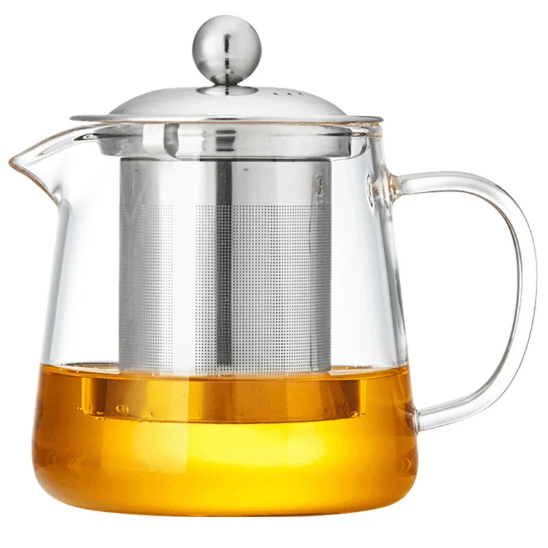 Transparent Glass Teapot, Thickened Tea Pot, Stainless Steel Filter, Flower Tea Pot, Household