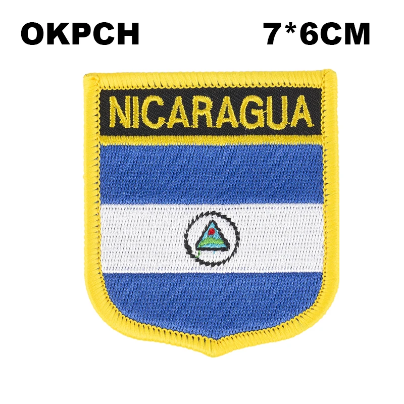 

Nicaragua Shield Shape Flag patches embroidered flag patches national flag patches for Cothing DIY Decoration PT0141-S