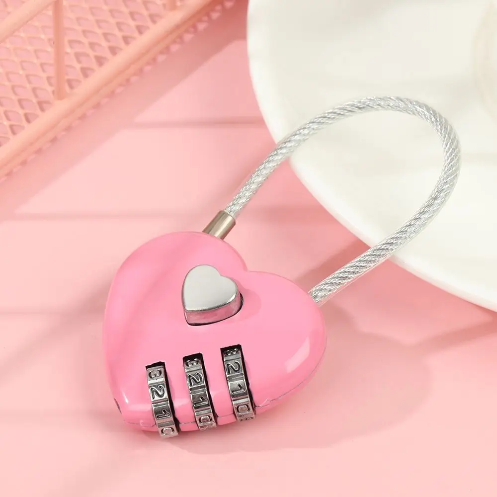 Heart Shaped Digit Password Lock Luggage Travel Suitcase Locker