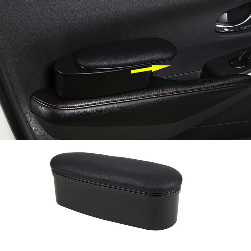Yumfugu Reposabrazos De Coche Izquierdo - Soporte Universal Con Almohadilla De Almacenamiento Y Superficie De Cuero, Ajustable Y Retráctil