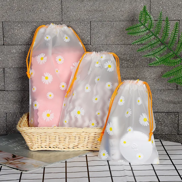 10Db Vízálló Eva Daisy Tároló Táskák Húzózsinó Nagy Kapacitású Ruhák Szervező Hordozható Sminktáskák - Image 6