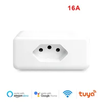 Tuya 16A Brazil Standard WiFi Smart Plug with Power Monitor, Smart Life APP Smart Socket Voice Work for Google Home Alexa 1pc