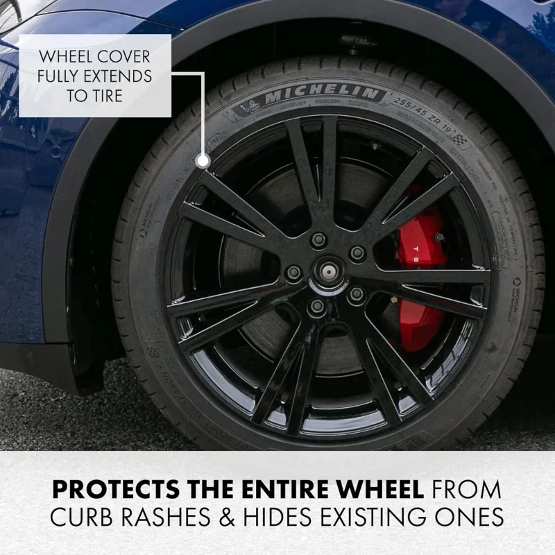 19-Inch Wheel Covers fits-Model Y Rims, Replacement Hub Caps (Set of 4, Gloss Black)
