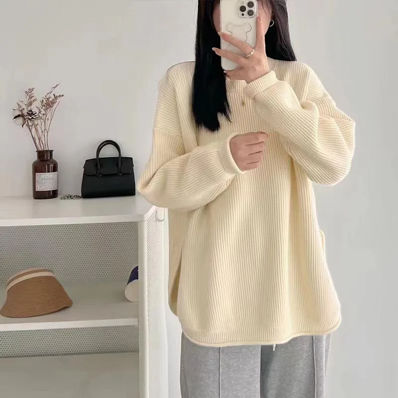New Autumn and Winter Pregnant Sweater Woman Clothes Set Plus Size Irregular Sweater Plus Size Fashion Maternity Pants Suit