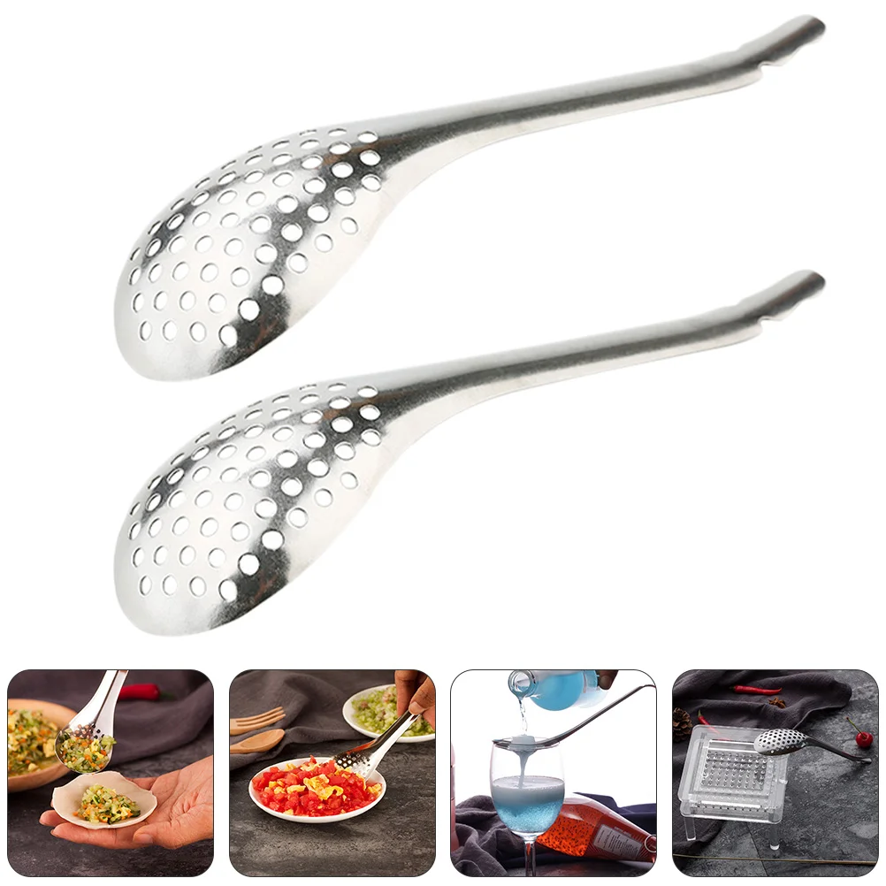 

Restaurant Stainless Steel Store Caviar Slotted Spoons Practical Small Cooking Gadgets Colander for Cooking (Silver)