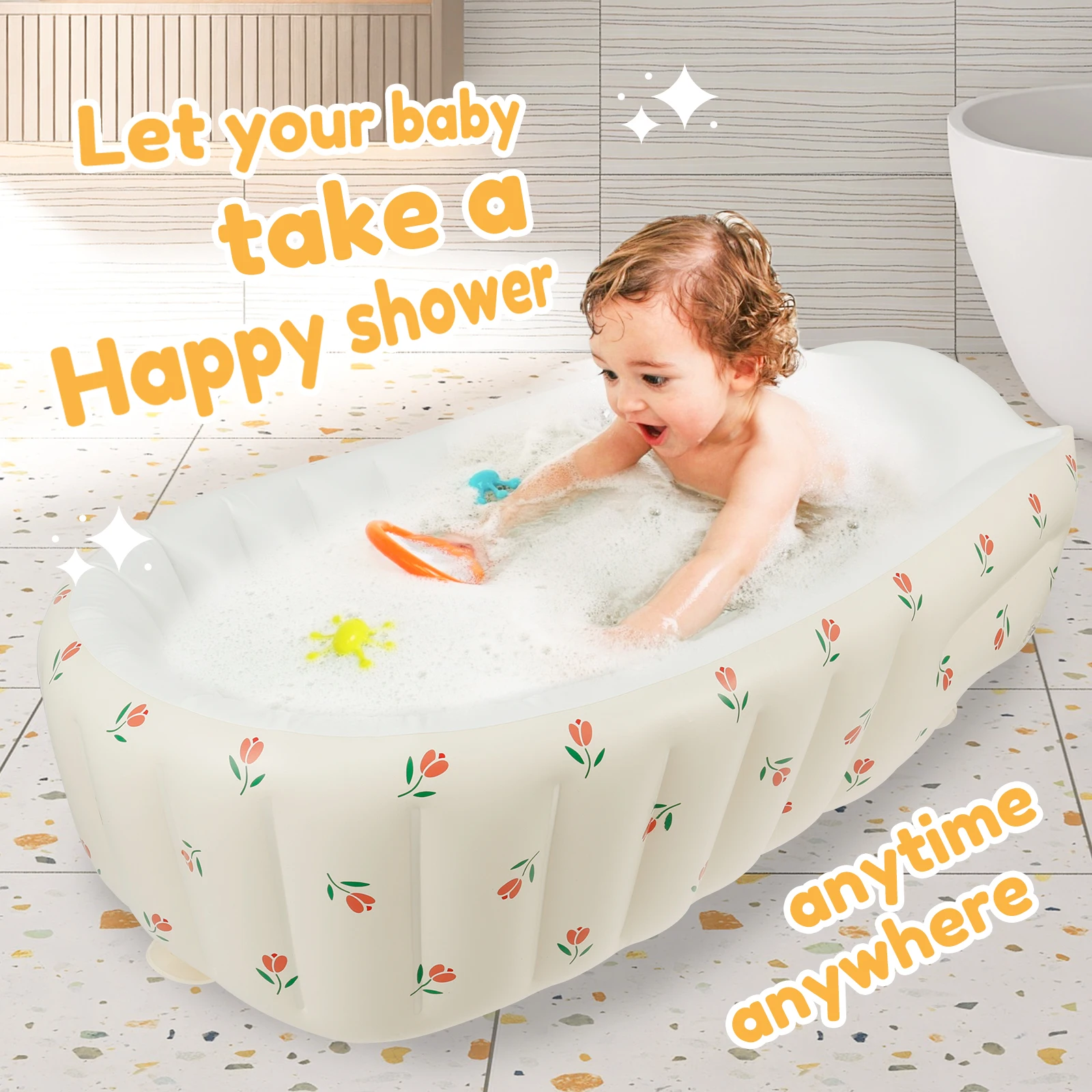 Portable Inflatable Baby Bathtub with Anti Slip PVC Material