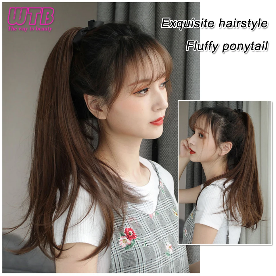 WTB Synthetic Wig Ponytail Female Long Curl Bandage Slightly Curly Ponytail Braid Fashion Natural Wig For Women