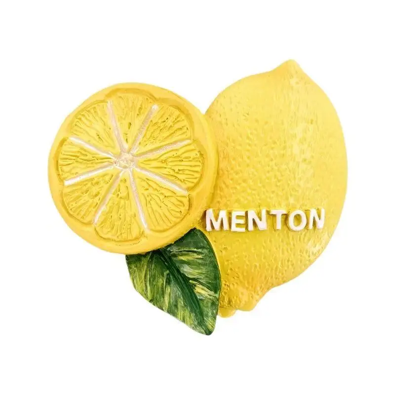 French Menton Town Tourism Commemorative Creative Simulation Hand drawn 3D Lemon Decoration Magnetic Refrigerator Sticker Gift