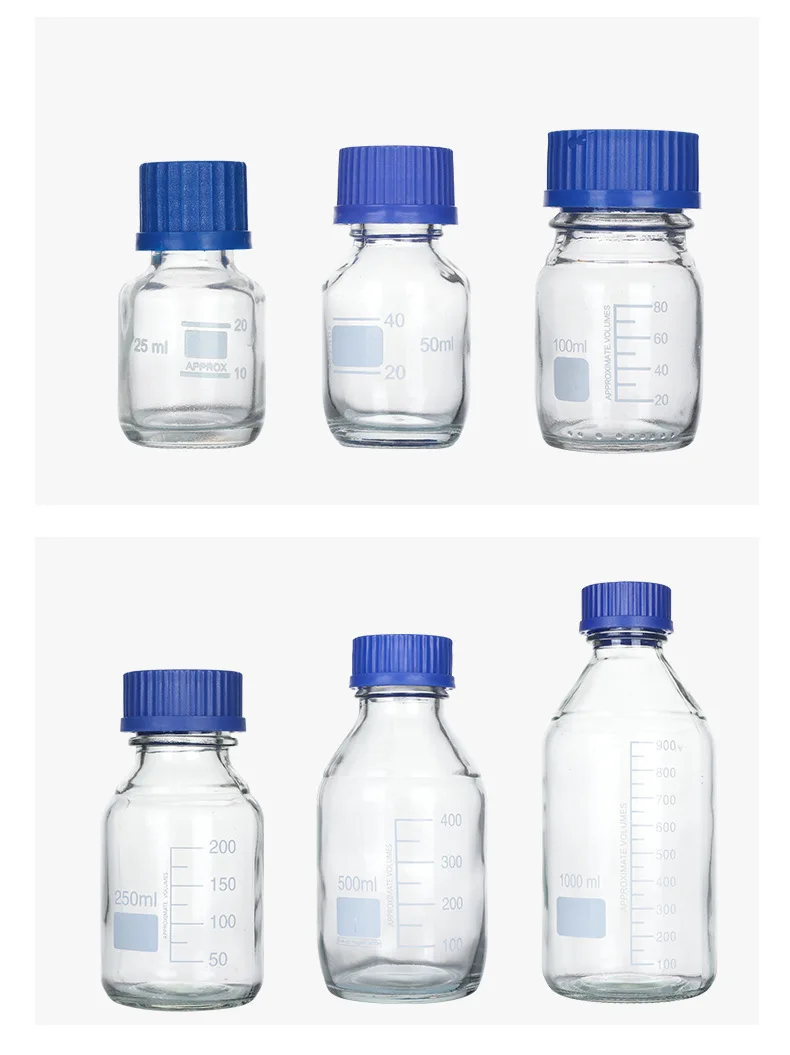 25 مللي إلى 1000 مللي مختبر شفاف/بني غطاء برغي كاش...