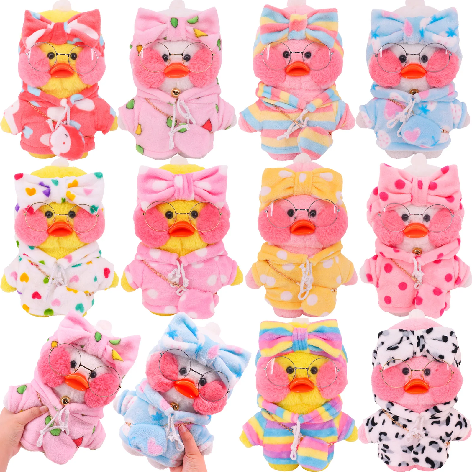 Cute Hoodie 2/4Pcs Set Doll Clothes For 30Cm Yellow Duck Bag Glasses Headband Kawaii Animal lalafanfan Duck Clothes Accessories lensless miniature sunglasses doll glasses frame costume props great collection cool eye glasses for doll costume accessories