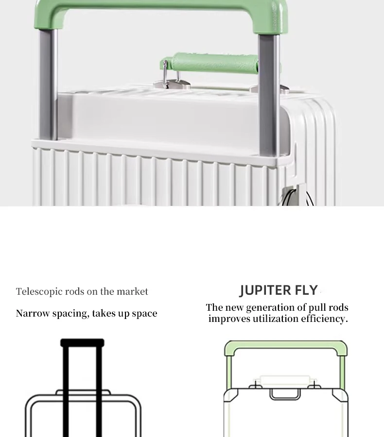 MUXING Breites Trolley-Gepäck mit Frontöffnung, multifunktional, für Damen, 20 Zoll, klein, leicht, Boardingbox, 24 Zoll Herrenkoffer – Detail 18