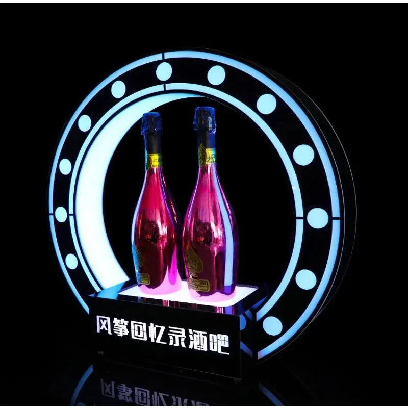 New Lotus Flower LED Circle Metal Ring Perrier Jouet Champagne Bottle Presenter For Night Club Lounge Party Decoration