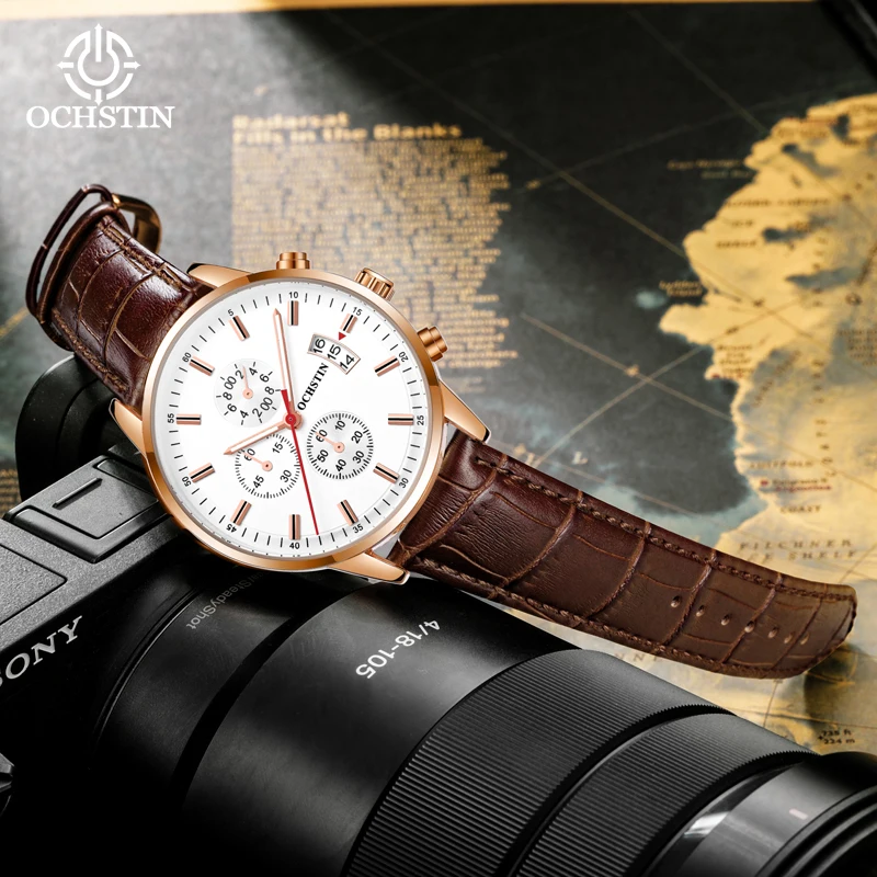 OCHSTIN Prominente Series Europe And America Light Luxury Multi-functional Quartz Watch HD Luminous Men's Casual Business Watch