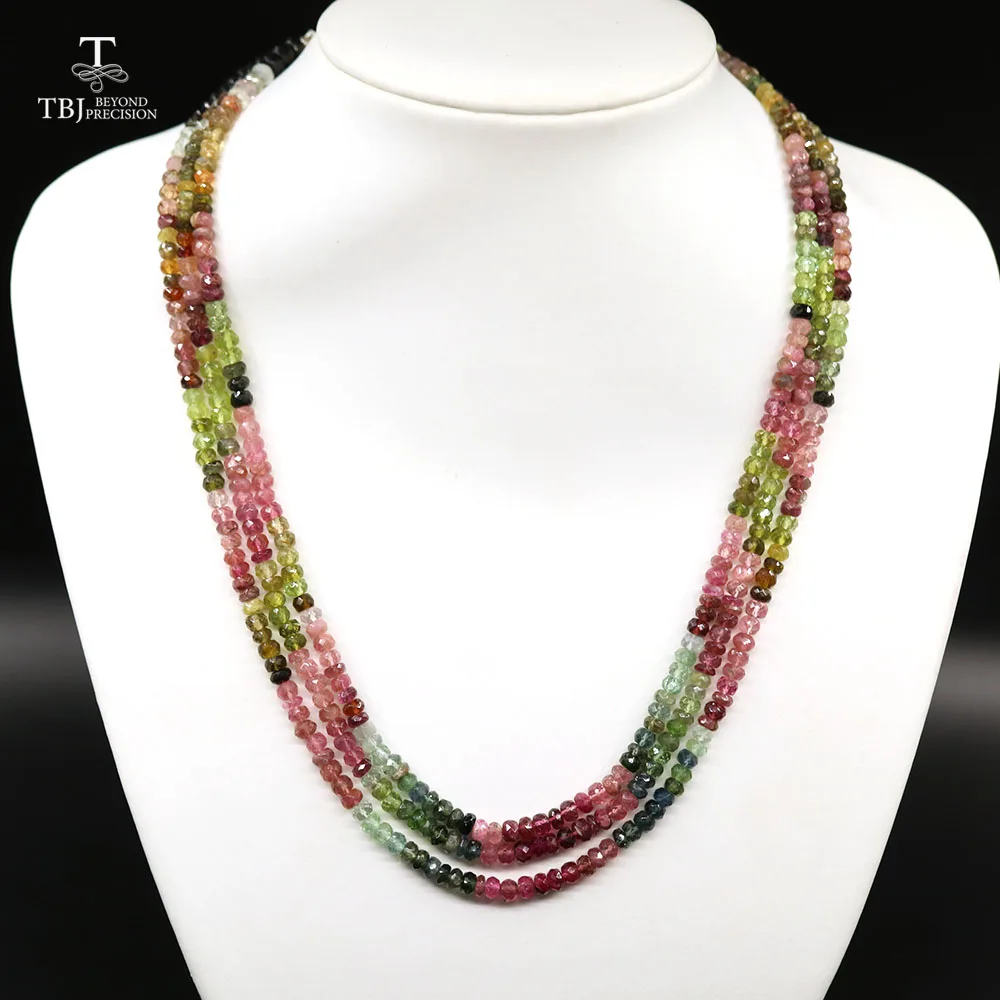 

2022 new Party tourmaline necklace colorful gemstone beads necklace 925 sterling silver clasp for women mom wife luxury gift