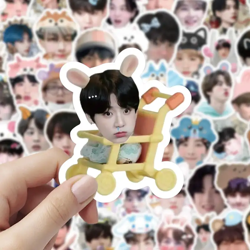 100pcs Korean Idol Cute Big Head Stickers Waterproof DIY Account Stickers Cute Cartoon Idol Sticker Fans Collection Gift - Image 2