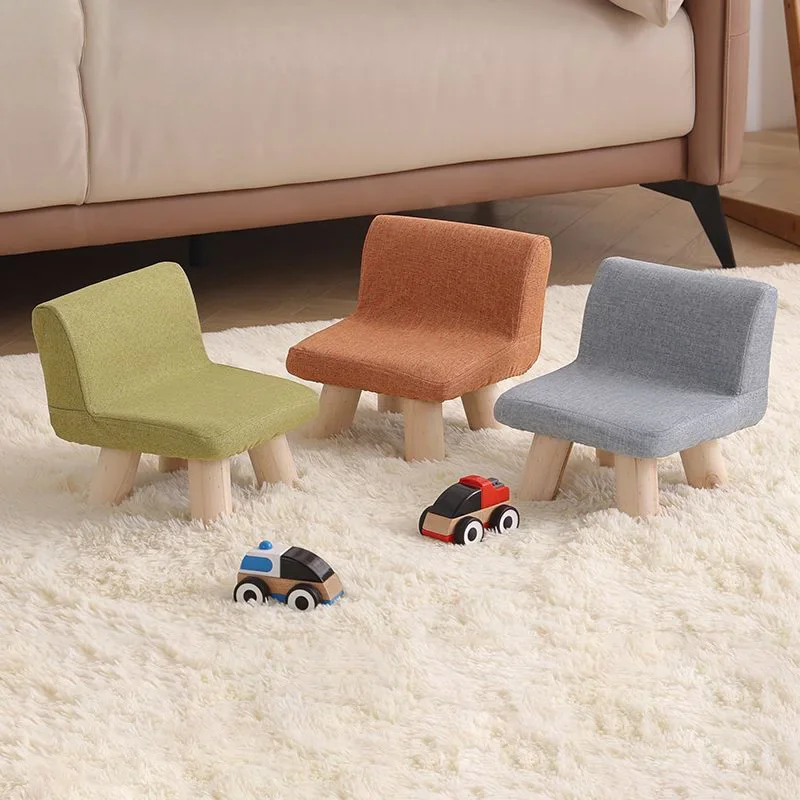 

Nordic Backrest Small Wooden Low Stool Modern Relaxing Soft Floor Kids Shoe Changing Living Room Dining Stool Furniture Home