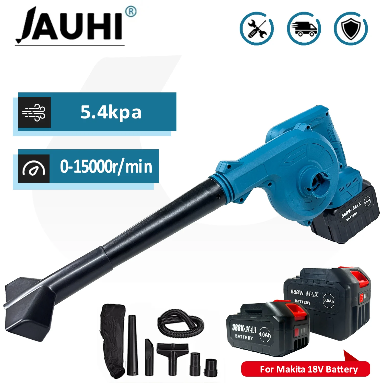 

JAUHI-Electric Blower Cordless Leaf Blower Vacuum Cleaner 2-In-1 Makita Battery For Workshop Garage Porch & Patio