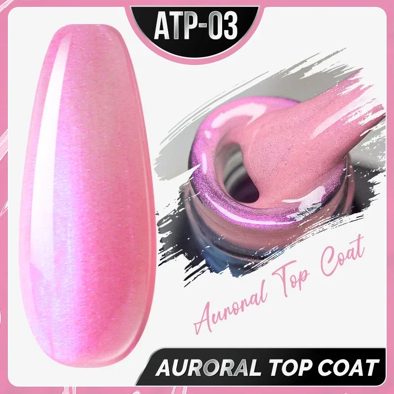 New 8ml No Wipe White Dot Top Coat Glitter Flash Top Coat for Nail Art Auroral Flake Glossy Topcoat Seal UV Gel Polish Manicure 6