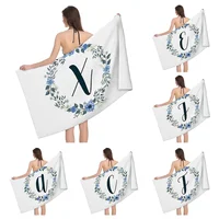 1pc Flower wreath letter pattern Pattern Beach Towel,Ultra-Fine Fiber Beach Blanket,Highly Absorbent Bath Towel,Suitable 1