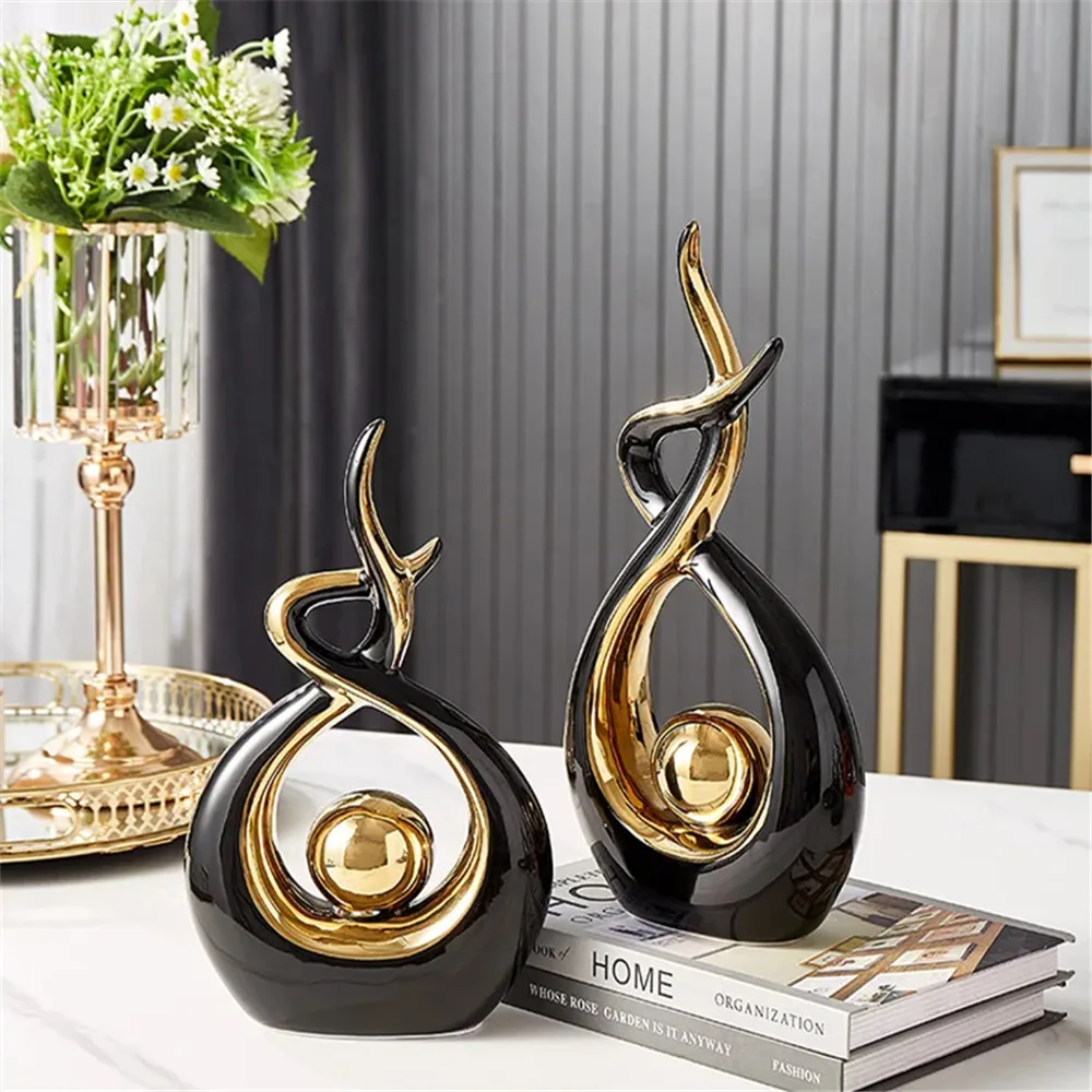 

Nordic Home Decor Figurines for Interior Living Room Desk Ceramics Decoration Accessories Statue Sculpture Feng Shui Ornaments