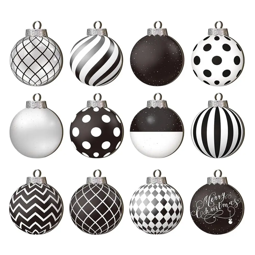thumbnail image 1 of 12 piezas de adornos navideños de bolas de 8 cm, decoración de árbol de Navidad de madera otoñal, adornos de árbol de Navidad irrompibles, colgante decorativo, 1 of 5