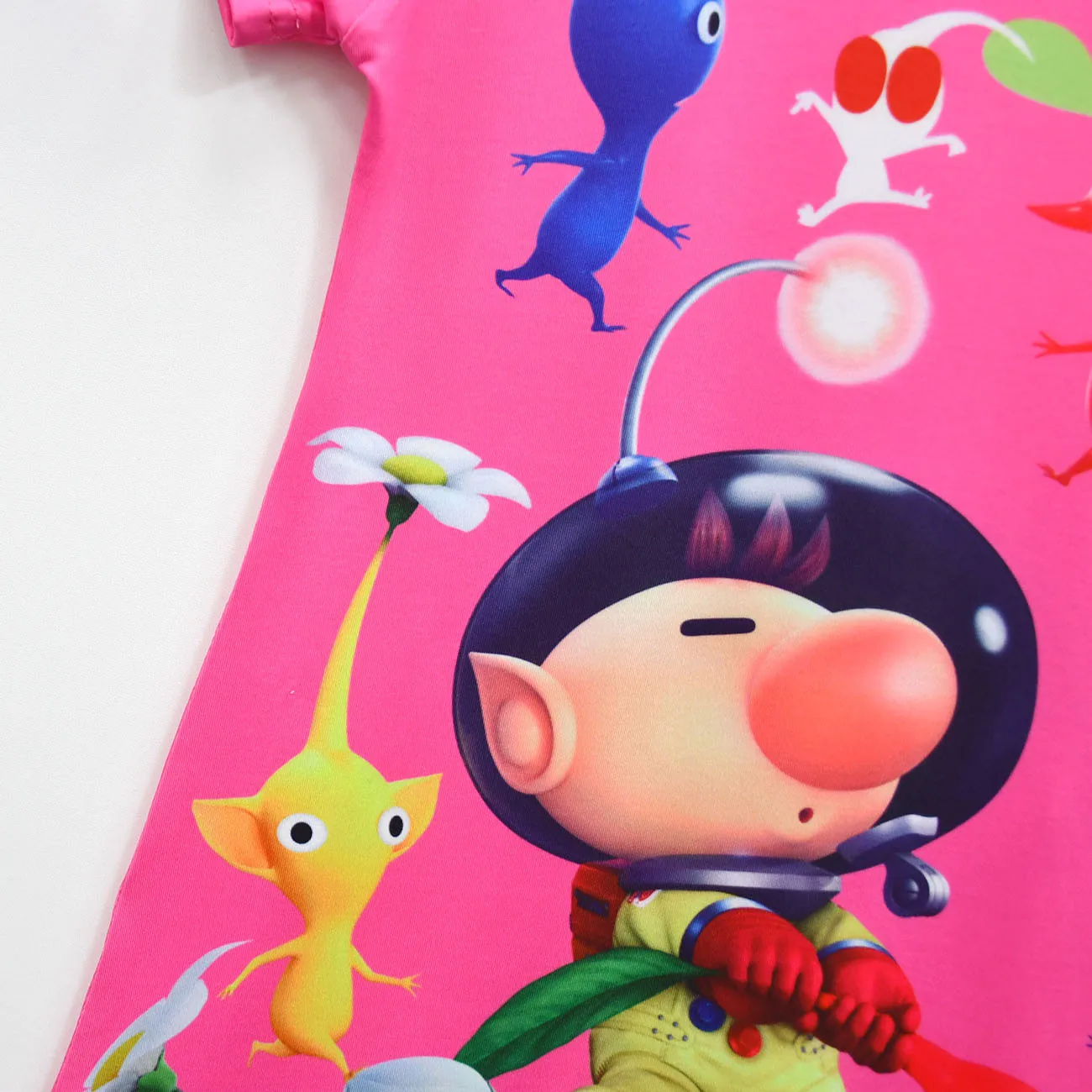 VD 게임 Pikmining 여아용 옷 4 개, 잠옷 + 가방 + 장갑 세트, 어린이 Pikmin 코스프레 코스튬, 어린이 잠옷, 어린이 파티 원피스