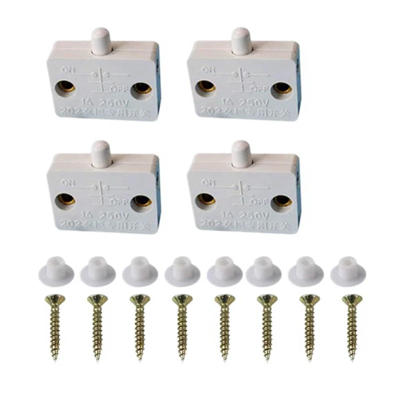 Cabinet Door Switch Cabinet Lamp Switch 4 Pcs Drawers Open on Close Door Applicable to 12V 24V 110V